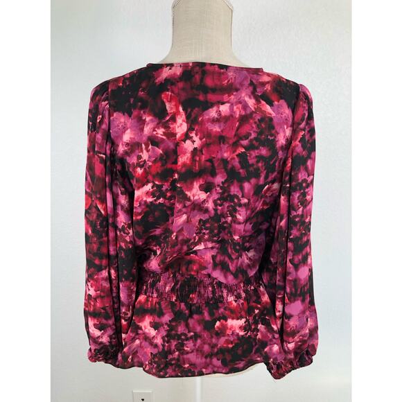 Vince Camuto Watercolors V-Neck Peplum Blouse - M - Picture 5 of 5